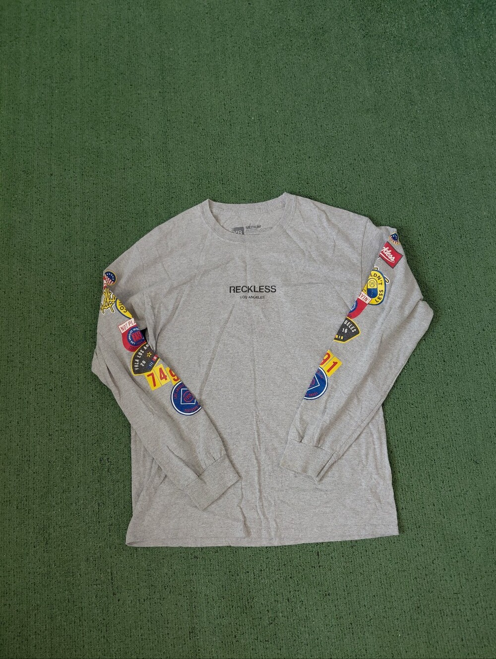 Reckless Los Angeles Streetwear Gray Long Sleeve Shirt Sz Medium